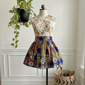 High-Waist African Print Mini Skirt in Multicolor